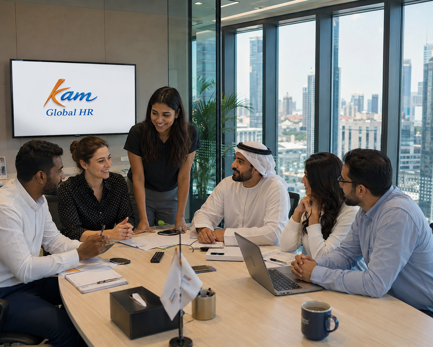Kam Global HR team collaborating on workforce and recruitment strategy