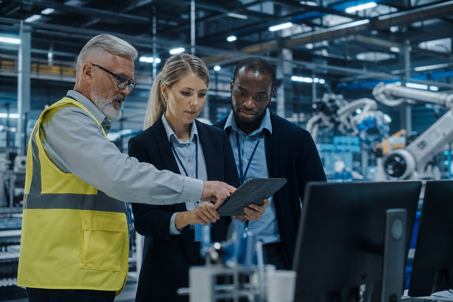 Engineering and manufacturing workforce on a modern operations floor